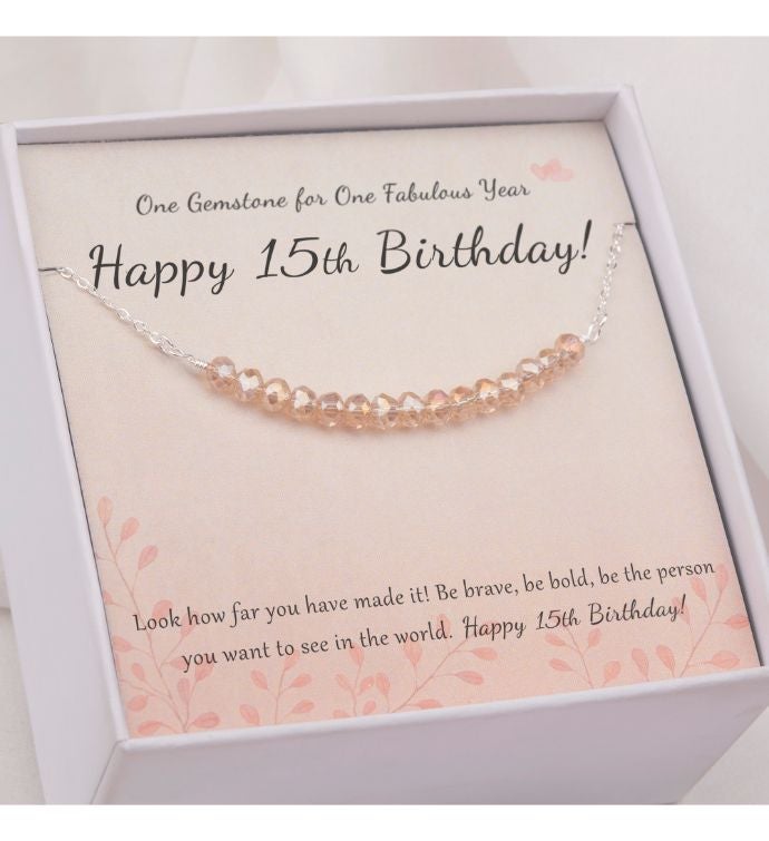 Happy 15th Birthday Card And Sterling Silver Necklace Jewelry Gift Set
